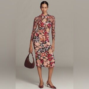 🌺NWT🌺 Anthropologie Long Sleeve Halter Mesh Midi Dress